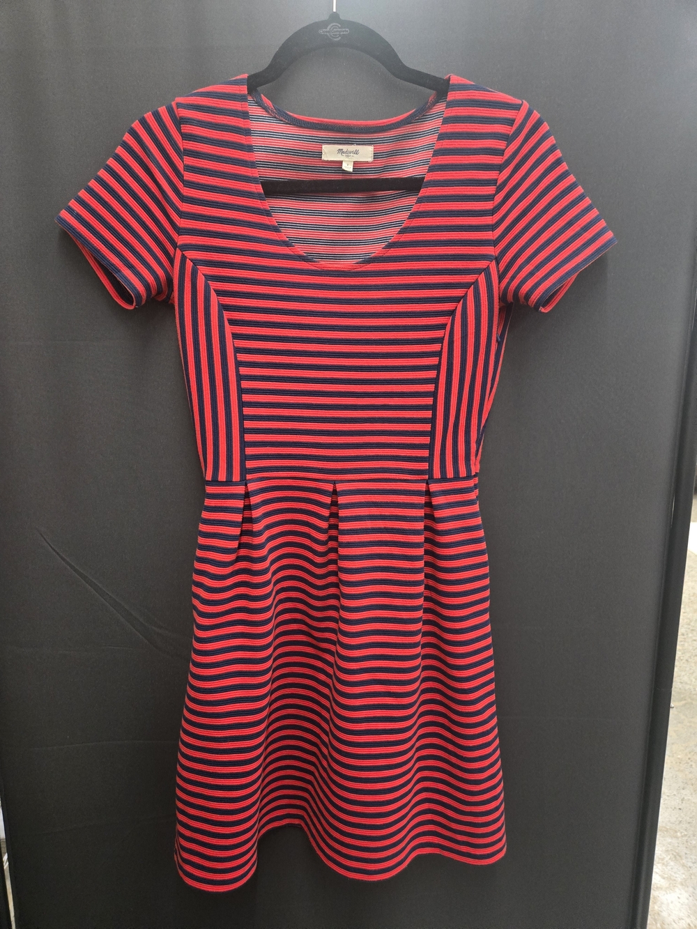 Madewell Red & Navy Striped Knit Dress